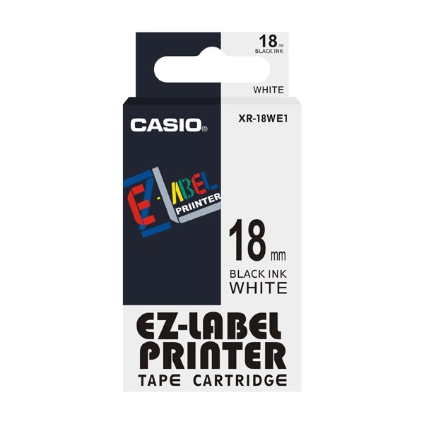 Casio Label XR-18WE1 18mm x 8m Tape Cassette - Black on White (pc)